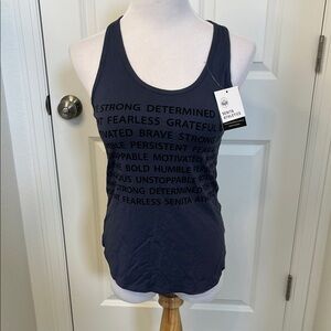 NWT Senita Athletics Navy Racerback Motivational Graphic Tank